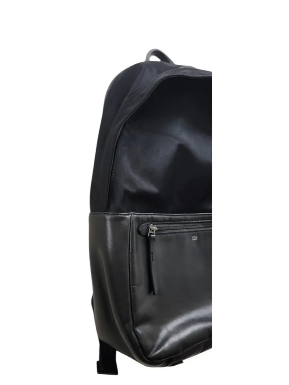ISM Backpack Black Nylon Leather Trim Laptop Travel Commuter Minimalist Unisex